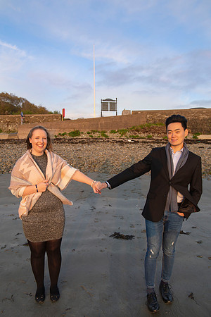 Seaside engagement portrait of a couple photographed in Cork, Ireland