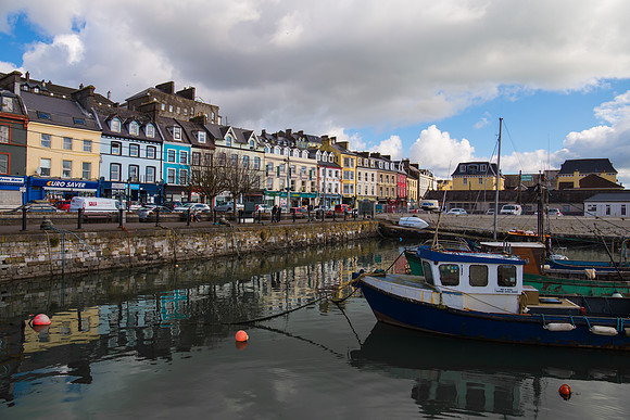 Colourful houses overlooking Cobh Harbour in County Cork, Ireland