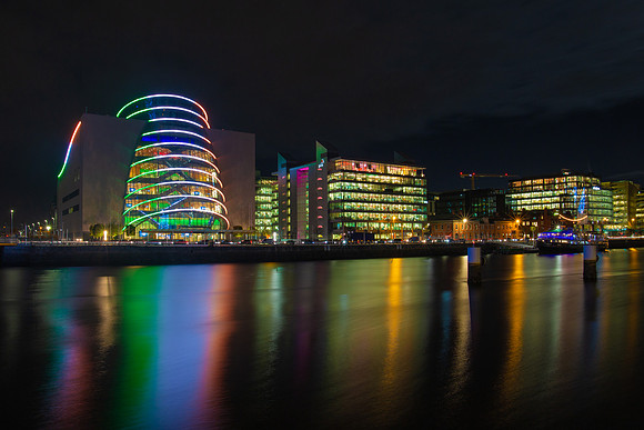 Samuel Beckett Bridge and Convention Centre Dublin Twilight, Dublin, Ireland
